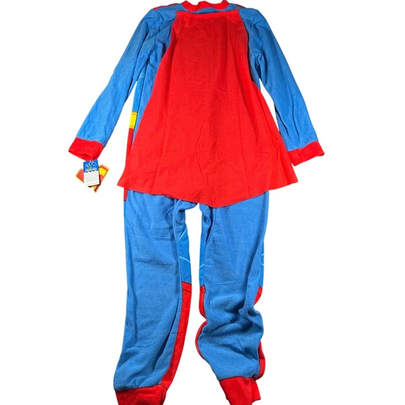 Superman Fleece Pajamas Boys L 10-12 Costume One Piece Flame Resistant NWT - Picture 9 of 10